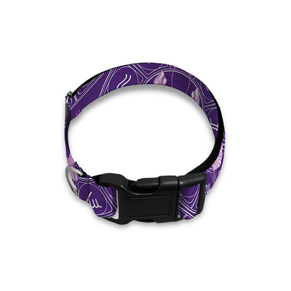Purple Cancer Zodiac Pattern Print Dog Collar