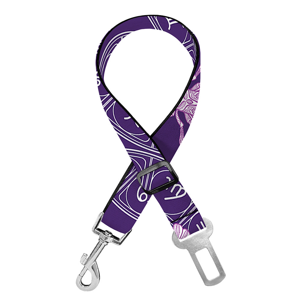 Purple Cancer Zodiac Pattern Print Dog Seat Belt