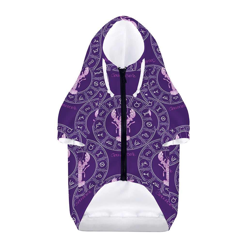 Purple Cancer Zodiac Pattern Print Dog Zip Up Hoodie
