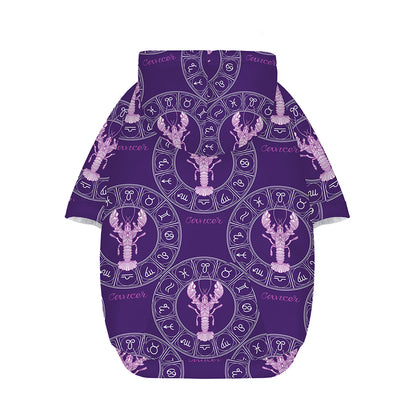 Purple Cancer Zodiac Pattern Print Dog Zip Up Hoodie