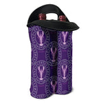 Purple Cancer Zodiac Pattern Print Double Neoprene Wine Tote