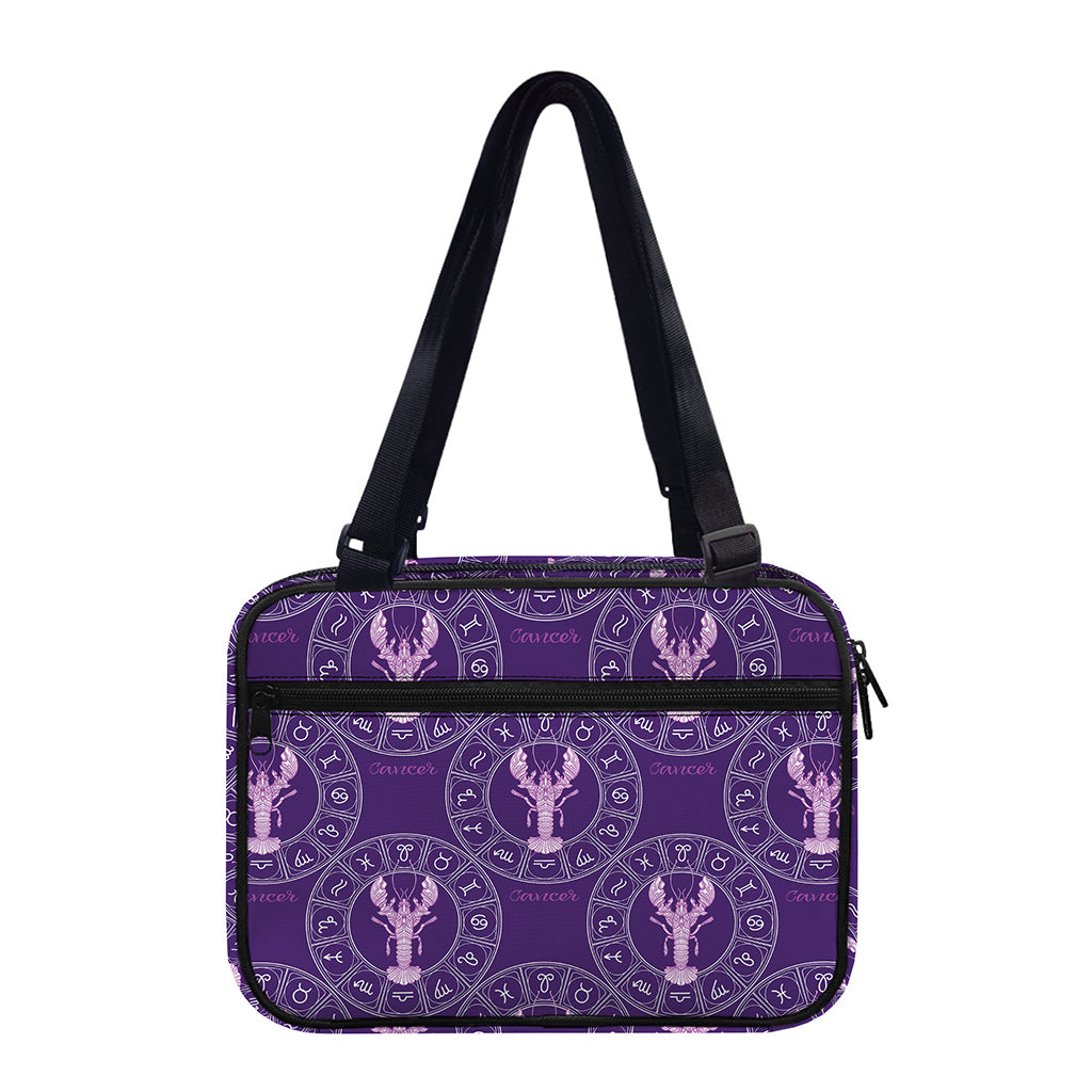 Purple Cancer Zodiac Pattern Print Double Strap Bible Bag