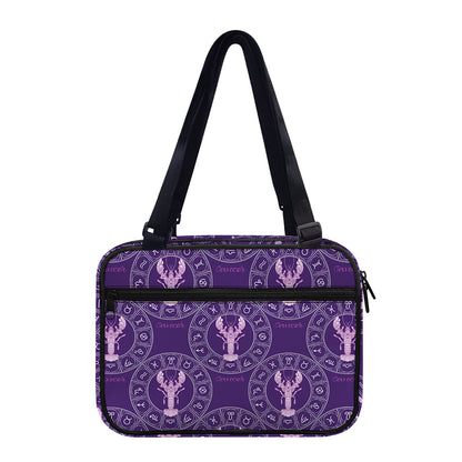 Purple Cancer Zodiac Pattern Print Double Strap Bible Bag