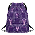 Purple Cancer Zodiac Pattern Print Drawstring Backpack