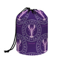 Purple Cancer Zodiac Pattern Print Drawstring Makeup Bag