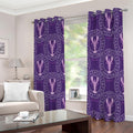 Purple Cancer Zodiac Pattern Print Extra Wide Grommet Curtains