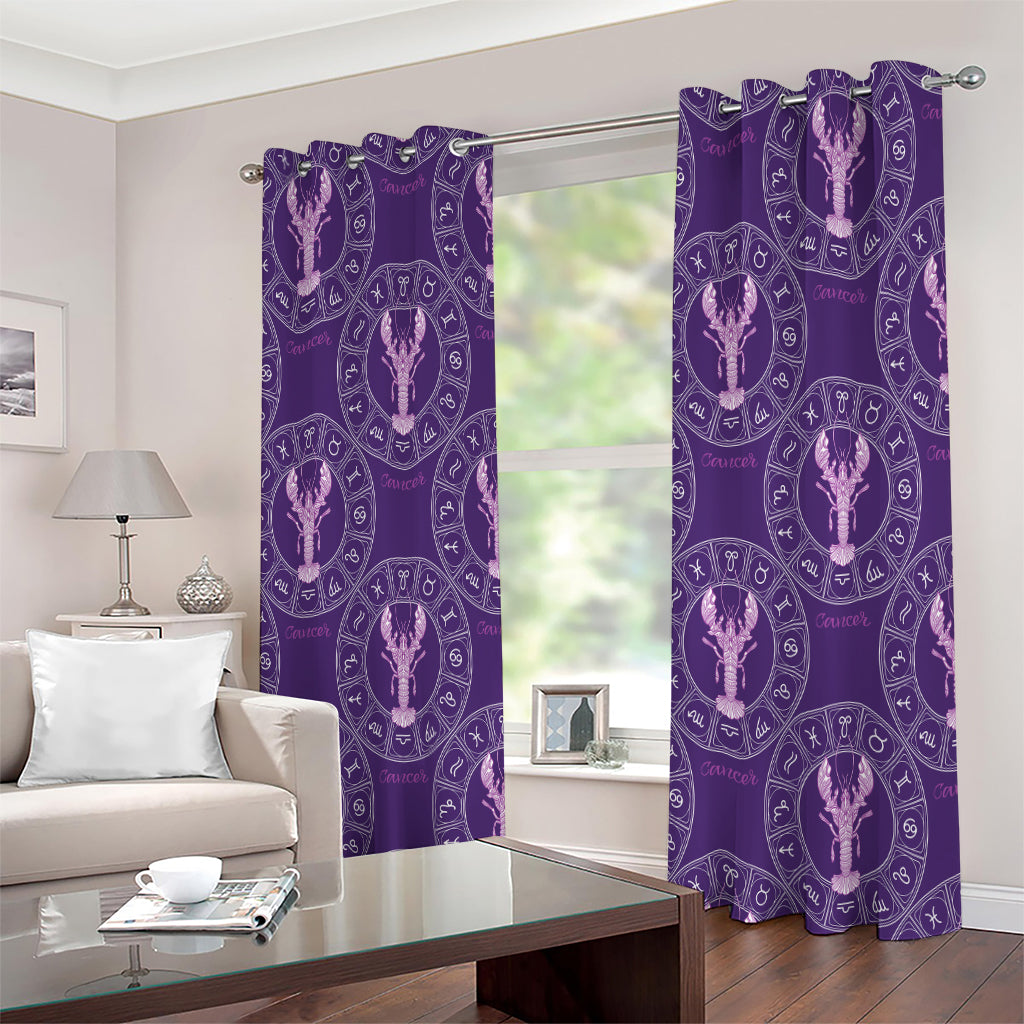 Purple Cancer Zodiac Pattern Print Extra Wide Grommet Curtains