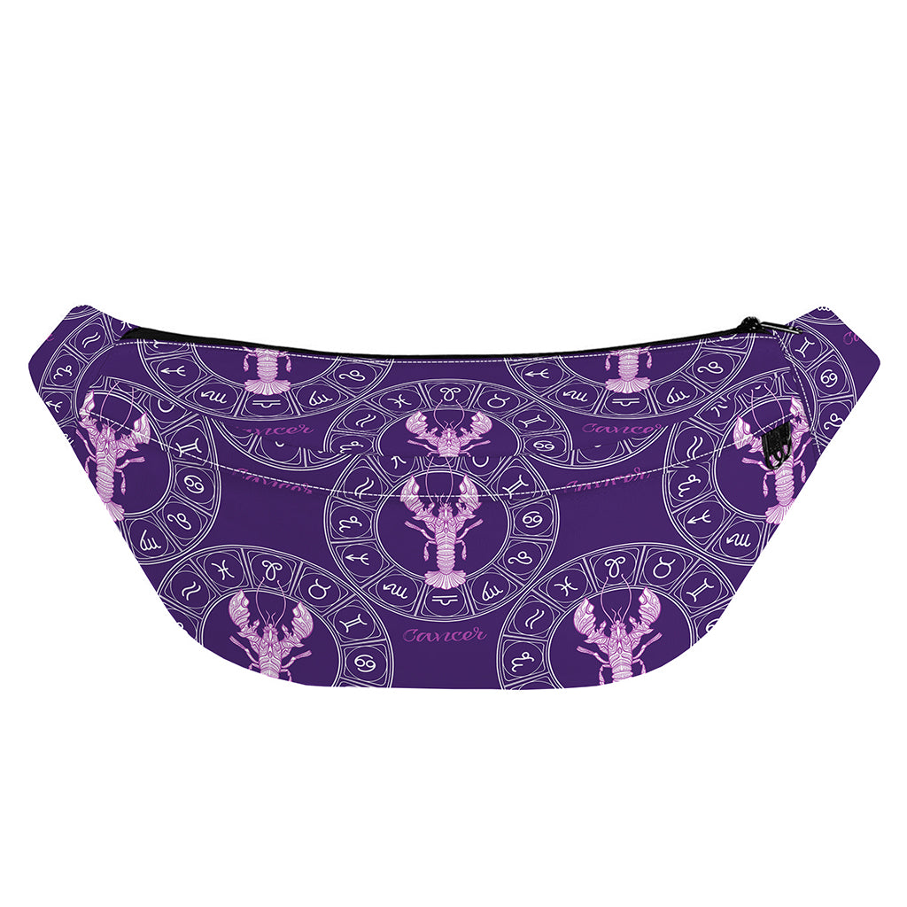 Purple Cancer Zodiac Pattern Print Fanny Pack