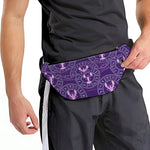 Purple Cancer Zodiac Pattern Print Fanny Pack