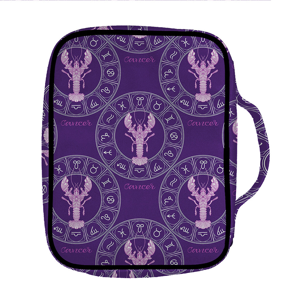 Purple Cancer Zodiac Pattern Print Front Pocket Bible Bag