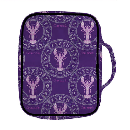 Purple Cancer Zodiac Pattern Print Front Pocket Bible Bag