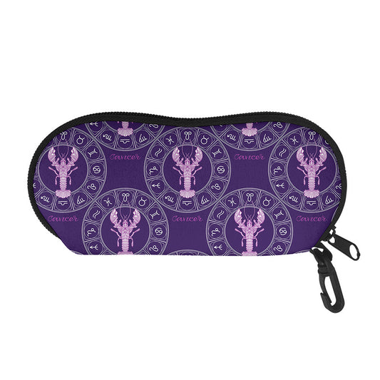 Purple Cancer Zodiac Pattern Print Glasses Case