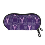 Purple Cancer Zodiac Pattern Print Glasses Case