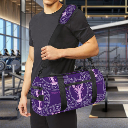 Purple Cancer Zodiac Pattern Print Gym Bag