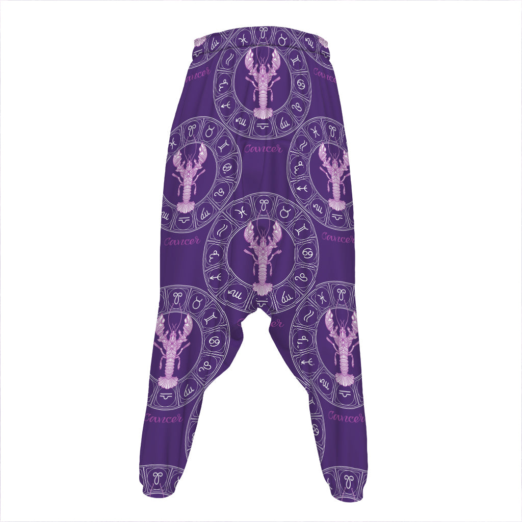 Purple Cancer Zodiac Pattern Print Hammer Pants