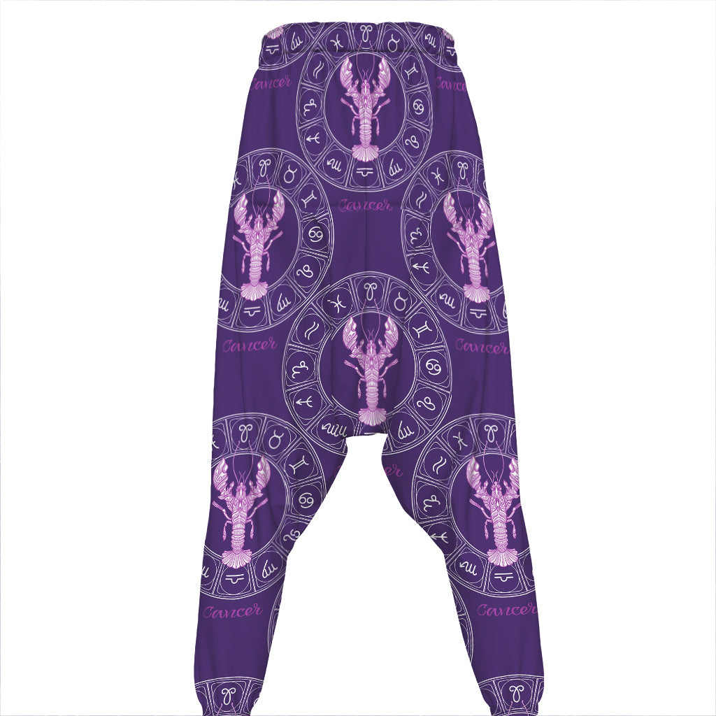 Purple Cancer Zodiac Pattern Print Hammer Pants