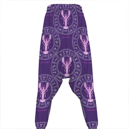 Purple Cancer Zodiac Pattern Print Hammer Pants