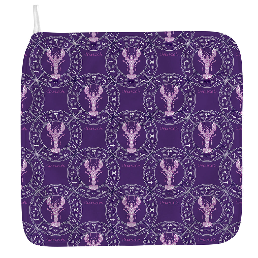 Purple Cancer Zodiac Pattern Print Hand Towel