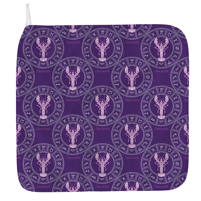Purple Cancer Zodiac Pattern Print Hand Towel