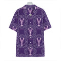 Purple Cancer Zodiac Pattern Print Hawaiian Shirt