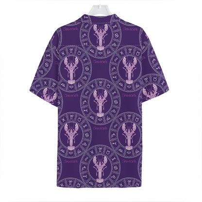 Purple Cancer Zodiac Pattern Print Hawaiian Shirt