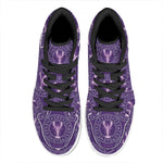 Purple Cancer Zodiac Pattern Print High Top Leather Sneakers