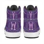 Purple Cancer Zodiac Pattern Print High Top Leather Sneakers
