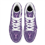 Purple Cancer Zodiac Pattern Print High Top Leather Sneakers