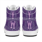 Purple Cancer Zodiac Pattern Print High Top Leather Sneakers