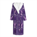 Purple Cancer Zodiac Pattern Print Hooded Bathrobe