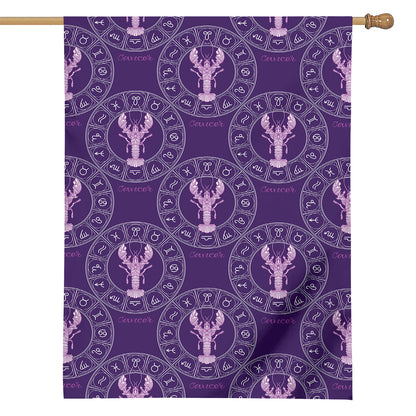 Purple Cancer Zodiac Pattern Print House Flag