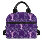 Purple Cancer Zodiac Pattern Print Insulated Lunch Bag