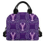 Purple Cancer Zodiac Pattern Print Insulated Lunch Bag