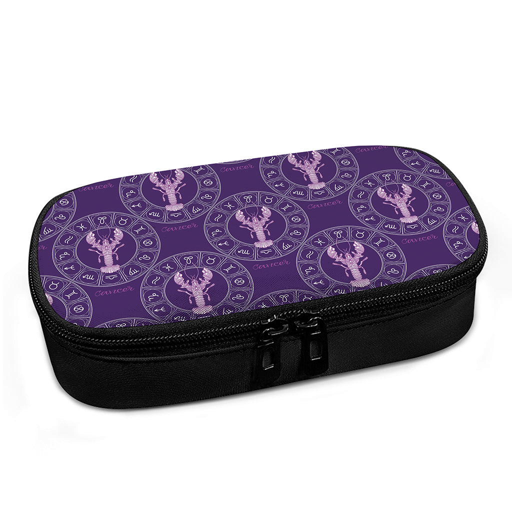 Purple Cancer Zodiac Pattern Print Insulin Cooler Travel Case
