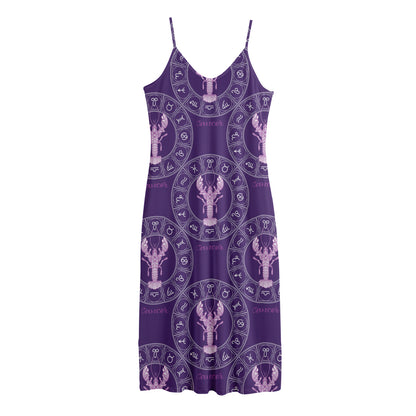 Purple Cancer Zodiac Pattern Print Jersey Midi Cami Dress