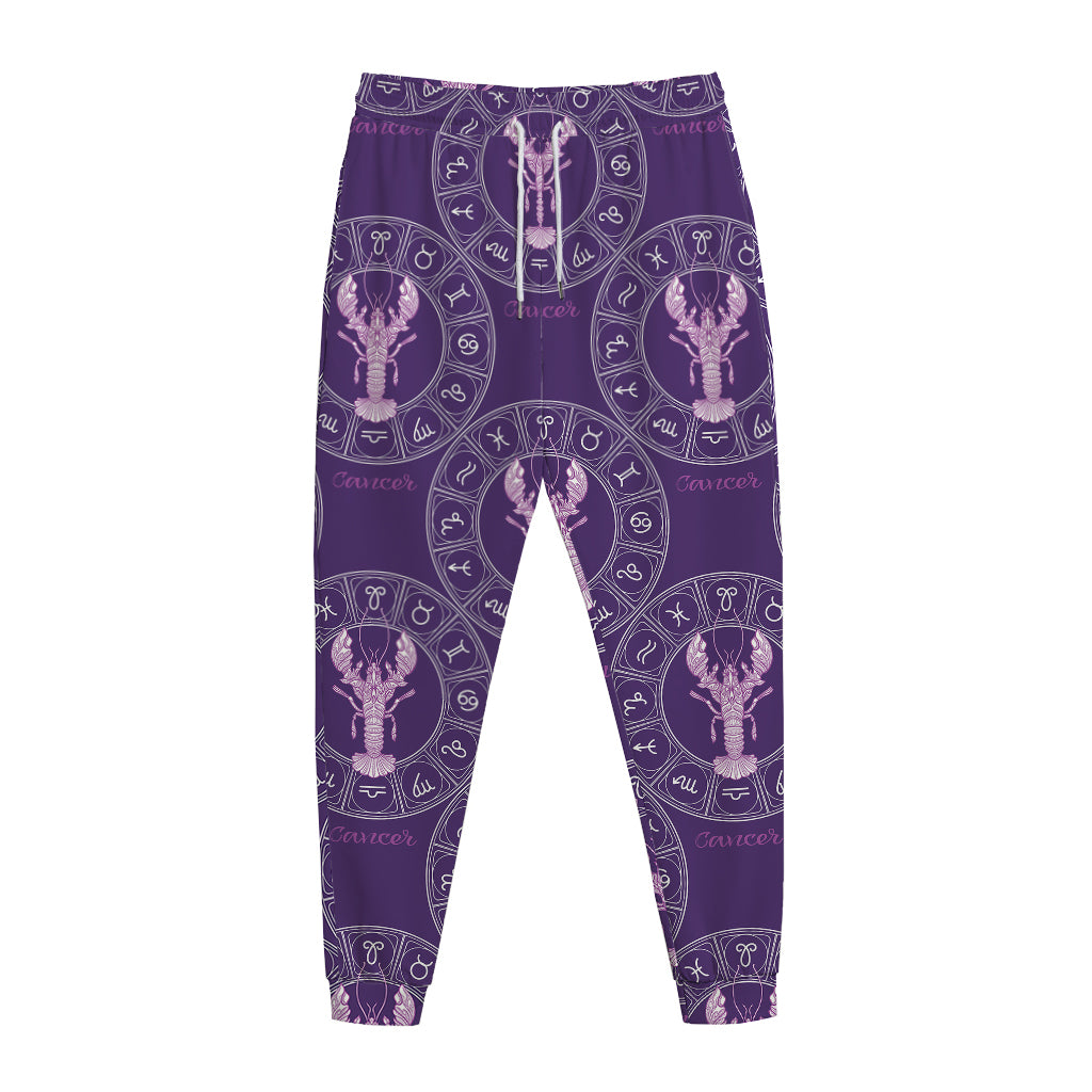 Purple Cancer Zodiac Pattern Print Jogger Pants