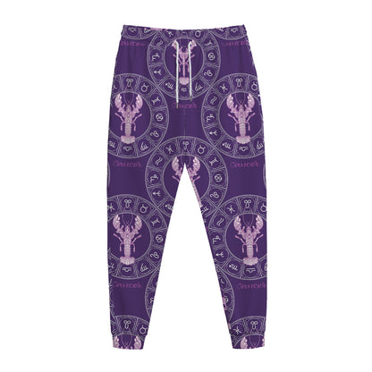 Purple Cancer Zodiac Pattern Print Jogger Pants