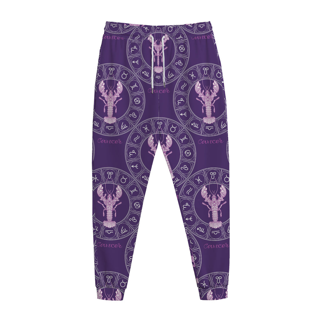 Purple Cancer Zodiac Pattern Print Jogger Pants