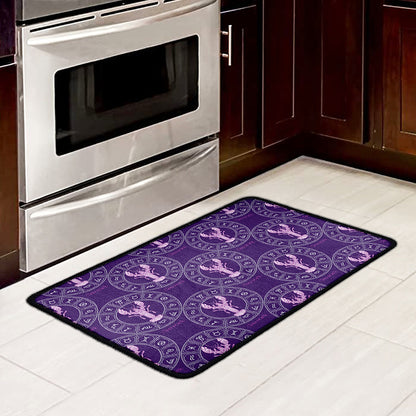 Purple Cancer Zodiac Pattern Print Kitchen Mat