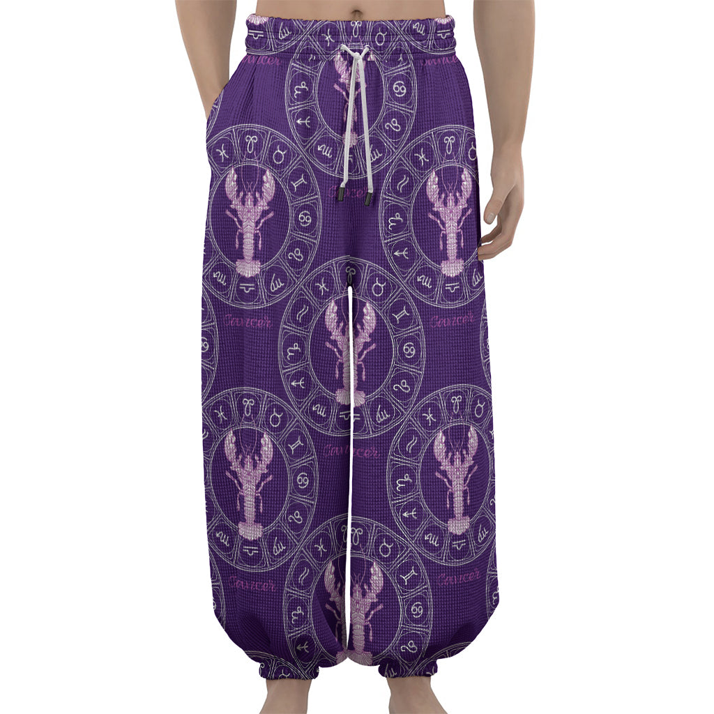 Purple Cancer Zodiac Pattern Print Lantern Pants