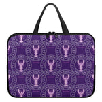 Purple Cancer Zodiac Pattern Print Laptop Sleeve With Handle