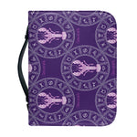 Purple Cancer Zodiac Pattern Print Leather Bible Cover