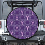Purple Cancer Zodiac Pattern Print Leather Spare Tire Cover