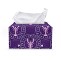 Purple Cancer Zodiac Pattern Print Leather Tissue Box Cover