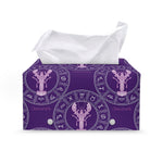 Purple Cancer Zodiac Pattern Print Leather Tissue Box Cover