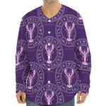 Purple Cancer Zodiac Pattern Print Long Sleeve Baseball Jersey
