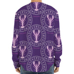 Purple Cancer Zodiac Pattern Print Long Sleeve Baseball Jersey