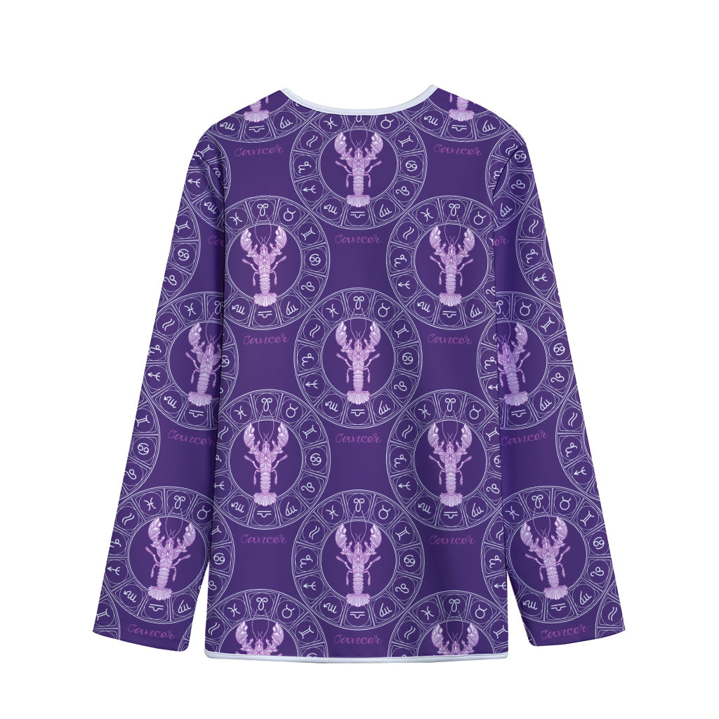 Purple Cancer Zodiac Pattern Print Long Sleeve Short Coat