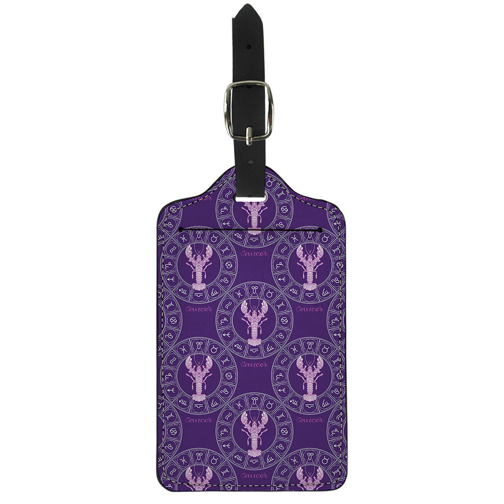 Purple Cancer Zodiac Pattern Print Luggage Tag