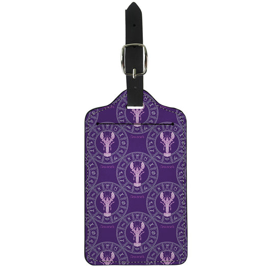 Purple Cancer Zodiac Pattern Print Luggage Tag